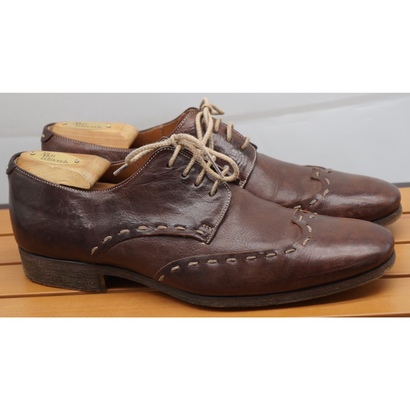 VINTAGE MEZLAN MEN\'S LEATHER LACE UP SHOES BROWN SIZE 8.5 M Made in Spain main image 10